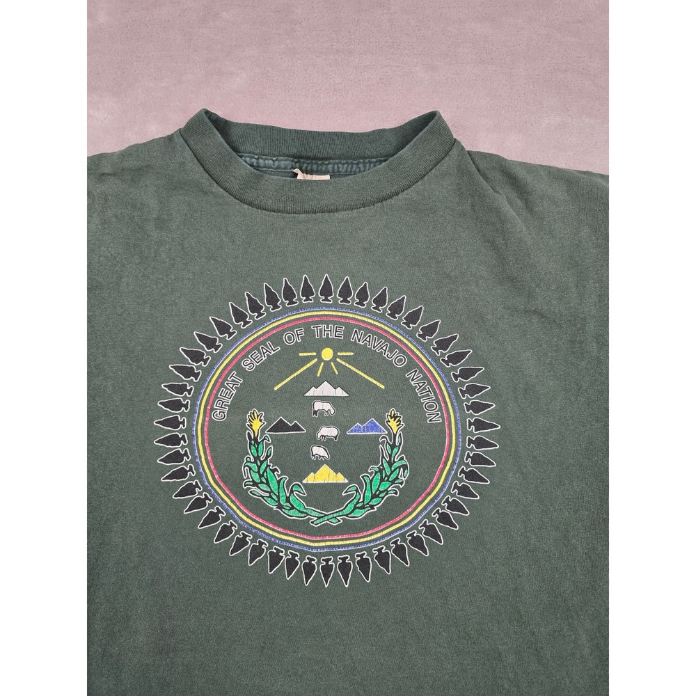 Vintage Prairie Mountain T-Shirt Mens L Fit M Great Seal of the Navajo Nation